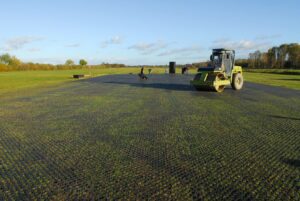 Paved grass runway for general aviation with ground grids TERRA-GRID E 35