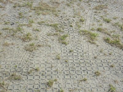 Bodenbefestigung mit TERRA-GRID E 35 Rasengitterplatten auf sandigen Böden