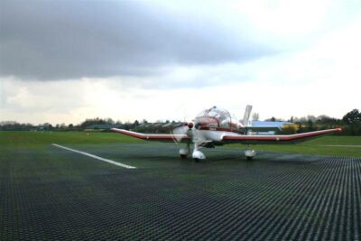 increased flying season with TERRA-GRID E 35 grass reinforcement for airfields