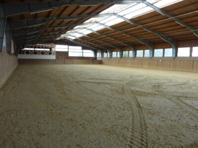 Ground reinforcement of indoor riding arena with paddock mats