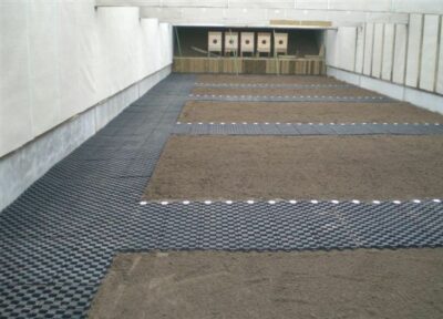 Ground grids for ground reinforcement of shooting range
